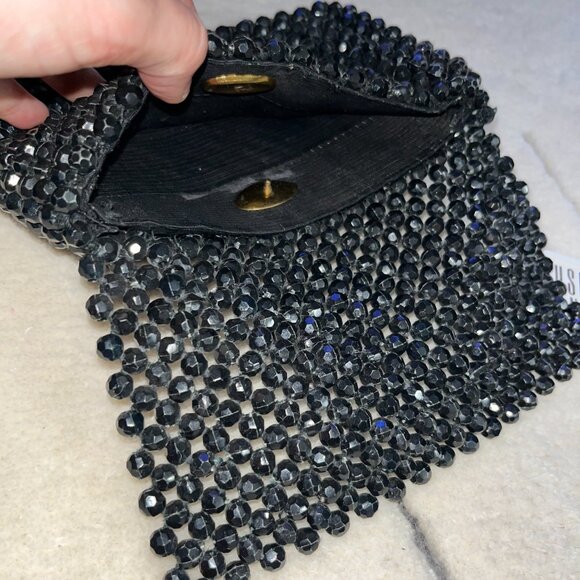 Vintage Black Beaded Clutch - Picture 3 of 6